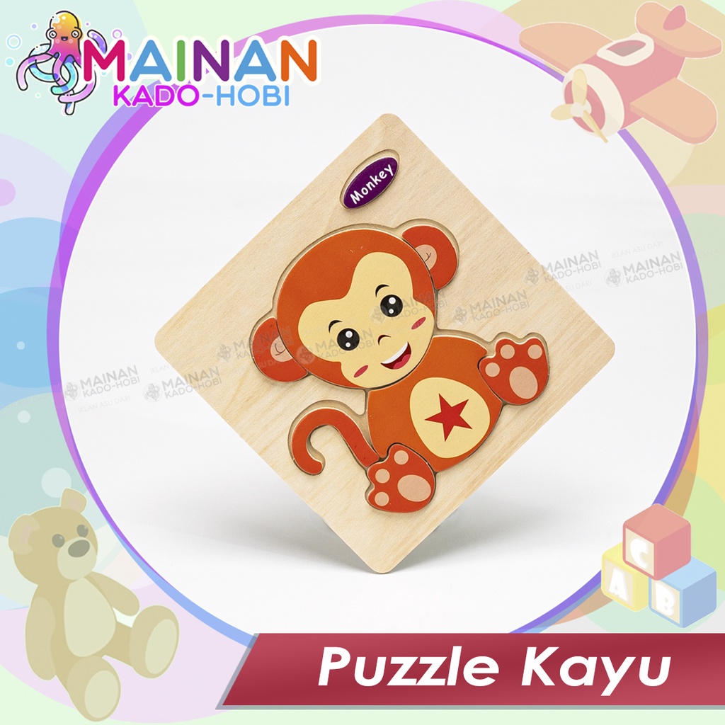 MAINAN KREATIFITAS ANAK SUSUN PUZZLE KARAKTER ANIMAL MONKEY MONYET