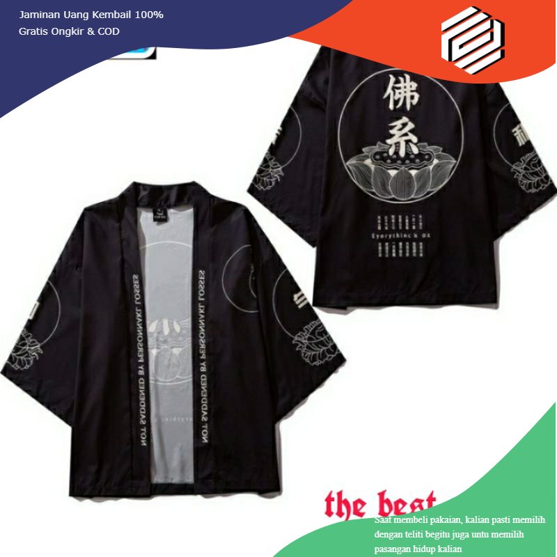 Baju KIMONO Jepang Japanese style cardigan Japanese motif kanji Jepang Pria wanita dewasa termurah
