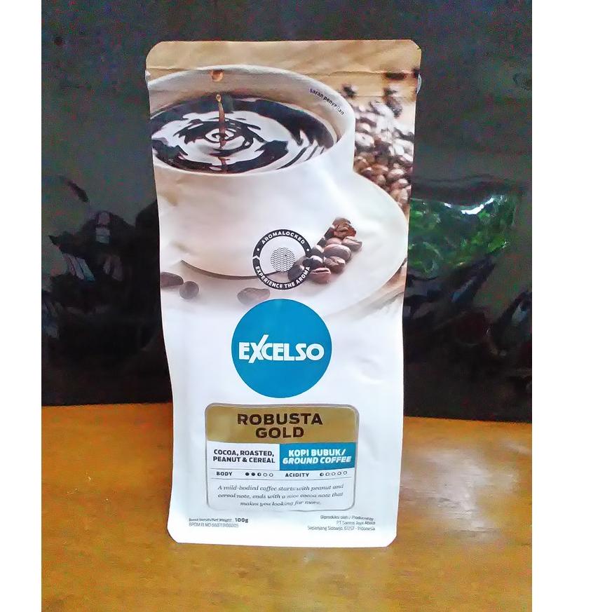 

⇌ Kopi Excelso Robusta Gold Arabica Gold Bubuk 100gr ヿ