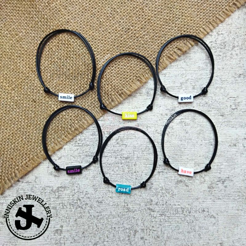 Gelang Nama Warna Warni / Gelang Nama Smile / Gelang Nama Good / Gelang