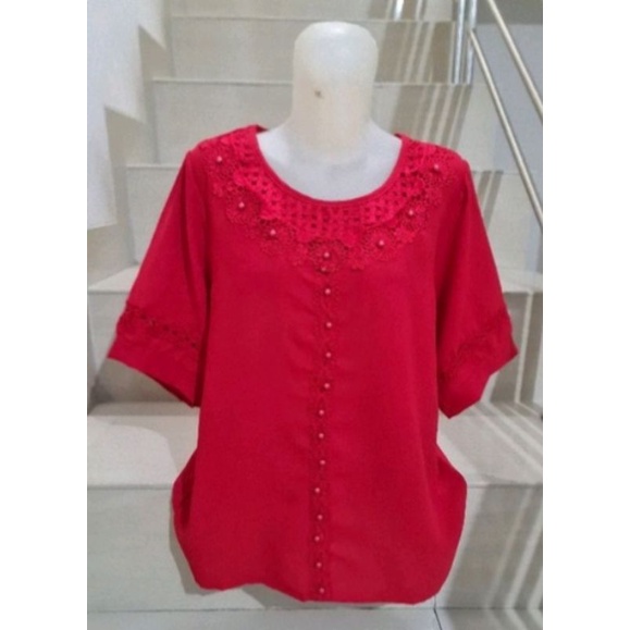 BLOUSE JUMBO PAYET BAJU ORANG TUA HANDMADE CHIFFON IMPORT FASHION WANITA TERBARU KALONG BETWEEN IMPO