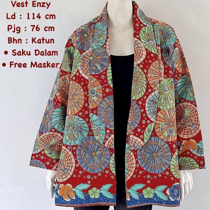 Outer Batik Kerja Cantik Modern Jumbo Lengan Panjang Bahan Katun Halus Solo
