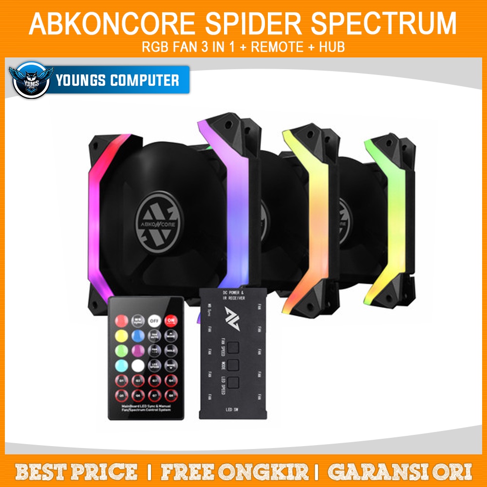 FAN CASE 12CM ABKONCORE SPIDER SPECTRUM RGB 3 in 1 REMOTE