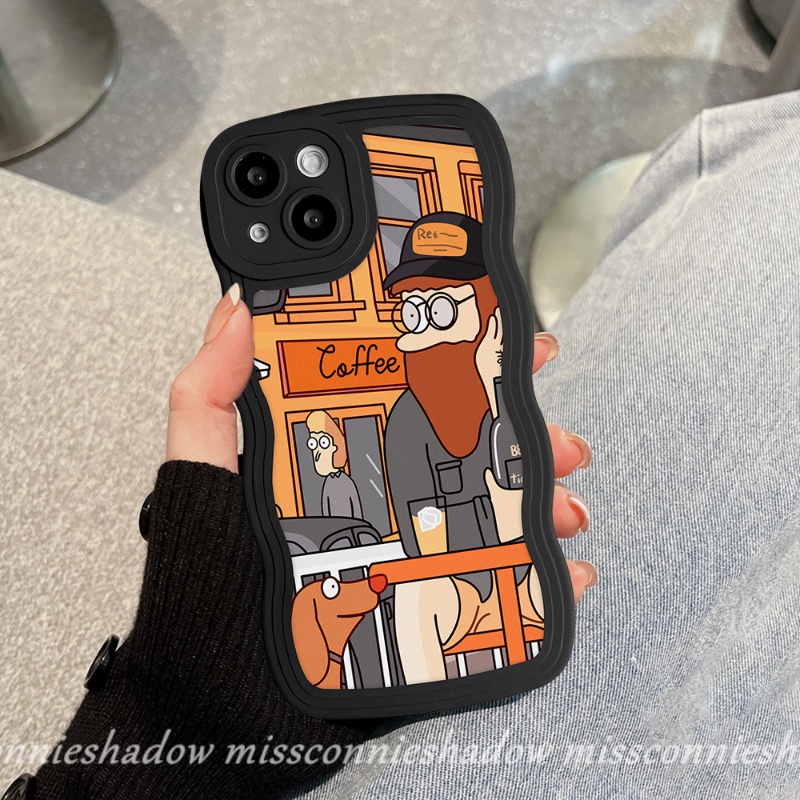 IPHONE Casing Pasangan Cocok Untuk Iphone6 6s 87s 11 13 12 14 Pro Max 14Plus XR X XS Max SE 2020 Wavy Edge Soft TPU Back INS Fashion Europe Art Retro Ilustrasi Cover