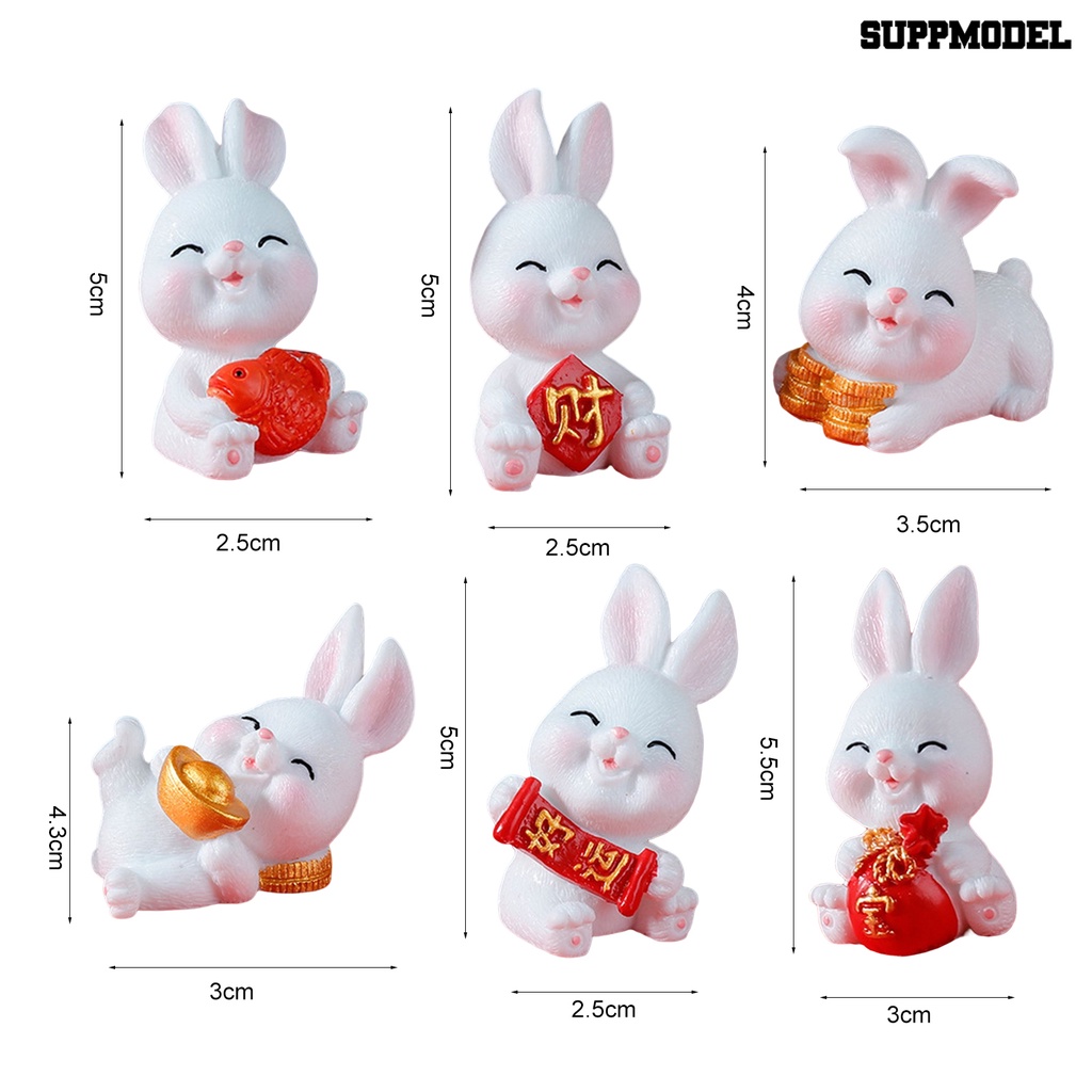 [Dekorasi] Bunny Statue Adorable Vivid Hias Handmade Properti Foto Tahun Kelinci Patung Maskot Dekorasi Rumah