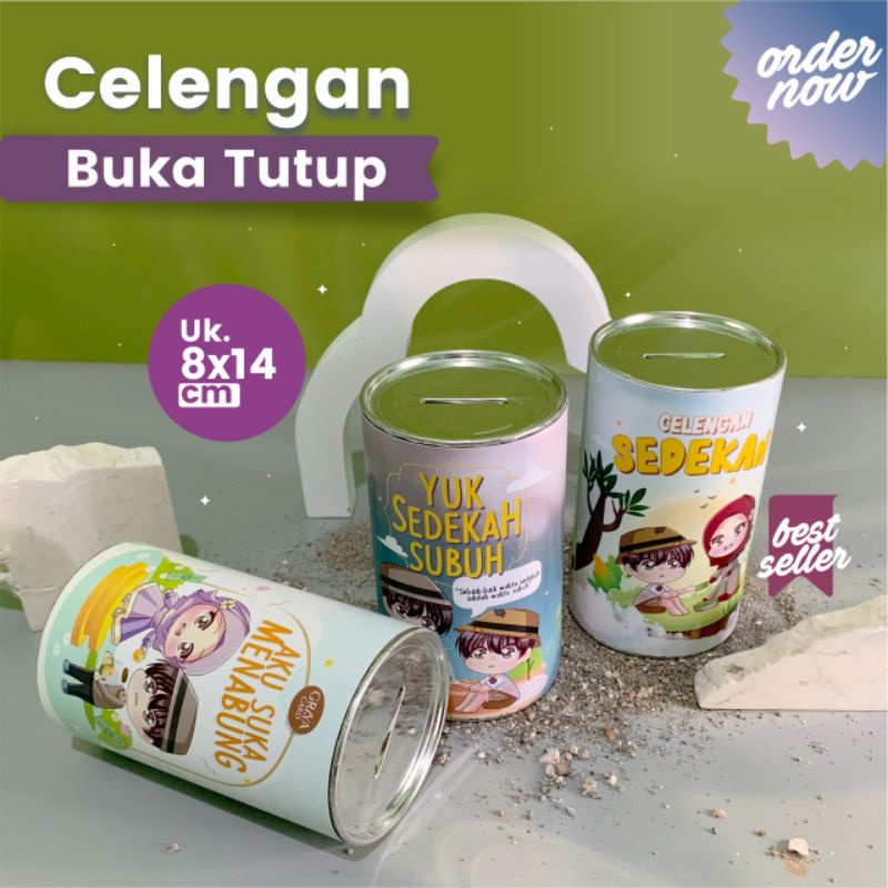 CELENGAN KALENG SEDEKAH | CELENGAN BUKA TUTUP | CELENGAN KALENG LUCU