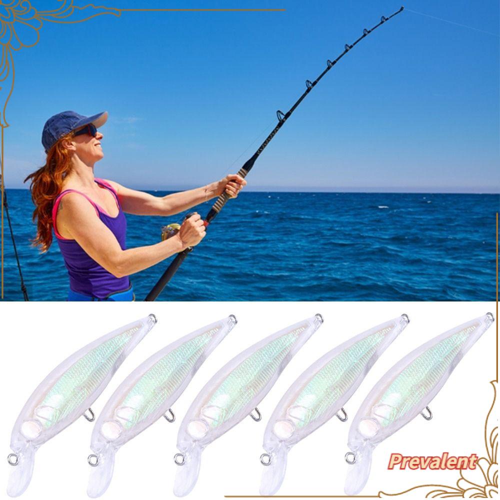 Preva 5pcs Umpan Embrio Body Portable Lifelike Eyes Tackle Treble Hooks Crankbait