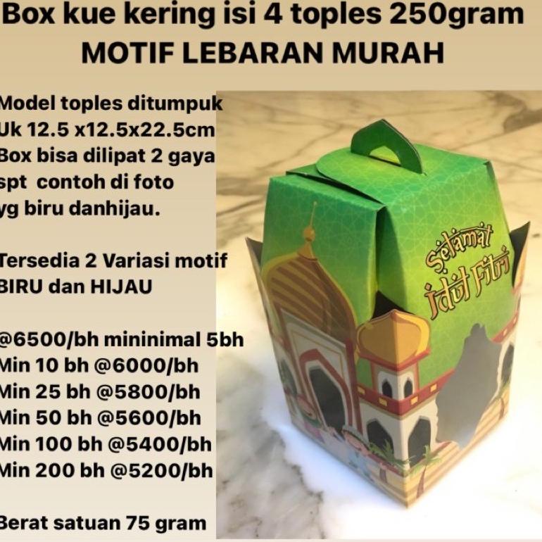 

[O-R2R] ♥☞] Box kue kering isi 4 toples 250gram motif LEBARAN MURAH-top produk