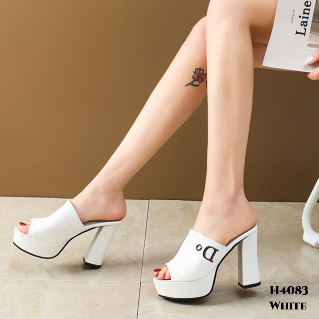 PRF High Heels Chunky Platform Mules Fashion Korea H4083