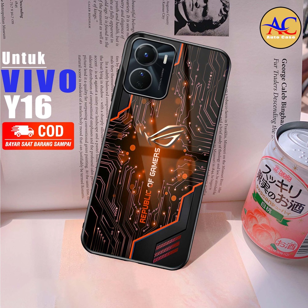 Softcase Glass kaca untuk VIVO Y16 ROG1 Casing Handphone Case Hp Procamera