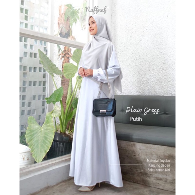 DRESS GAMIS TUNIK PUTIH BAHAN KATUN TOYOBO