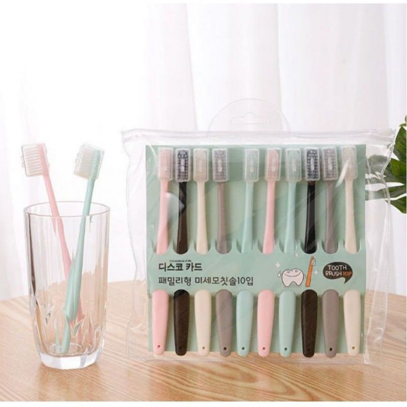 Isi (10 Pcs ) Sikat Gigi Minimalis Sikat Gigi Dewasa Travel Mate Toothbrush Double Care Serbaguna Mudah Dibawa Untuk Perjalanan