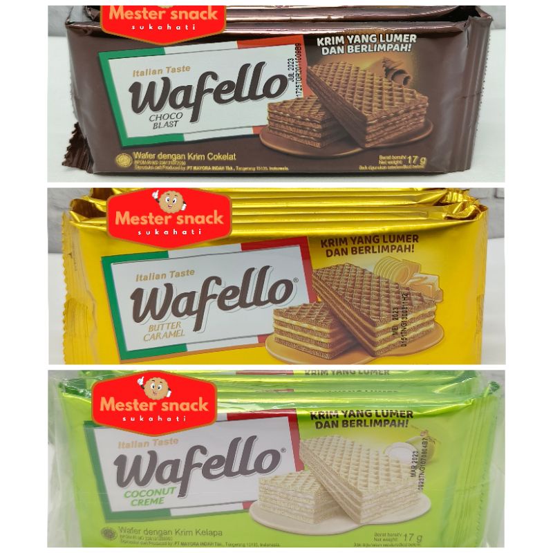 Roma Wafello 17 gram | Wafello Wafer | Wafello Renceng | Wafello Coklat | Wafello Karamel | Wafello Coconut