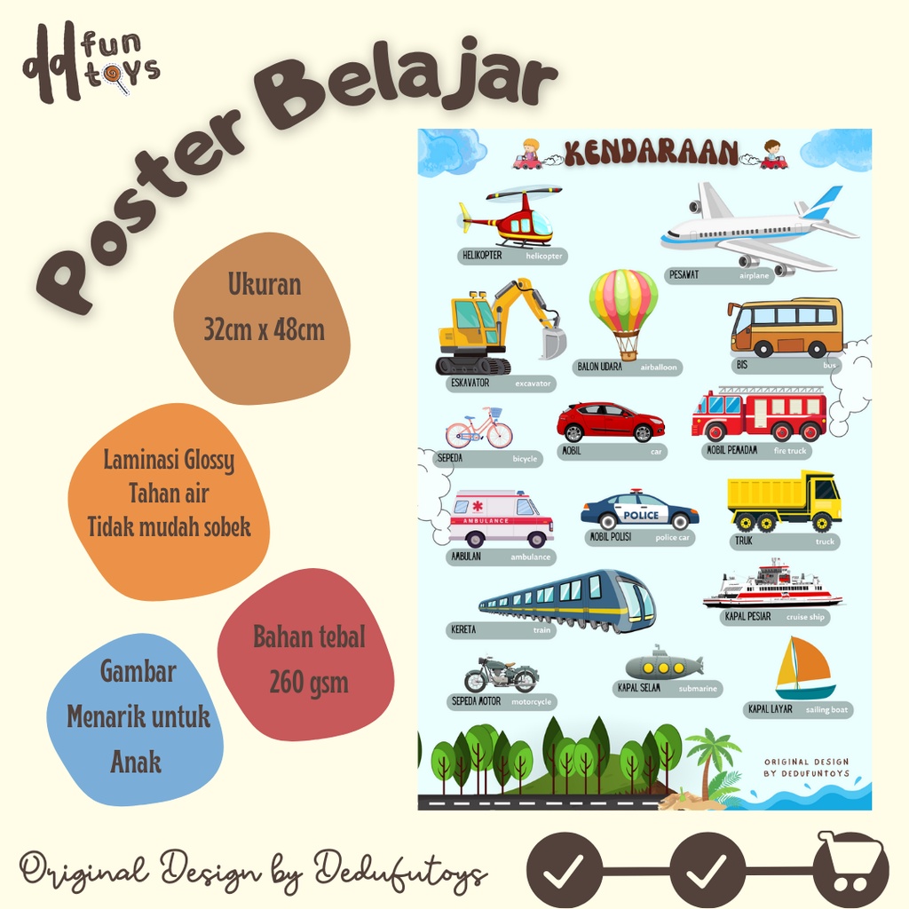 

POSTER KENDARAAN POSTER TRANSPORTASI UNTUK BELAJAR ANAK TK PAUD