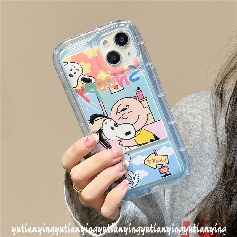 Cute Cartoon Snoopy Case Compatible for iPhone 11 XR 7Plus 8Plus 14 13 12 Pro Max 7 8 6 6S Plus X XS MAX Clear Shockproof Transparent Airbag Soft TPU Back Cover