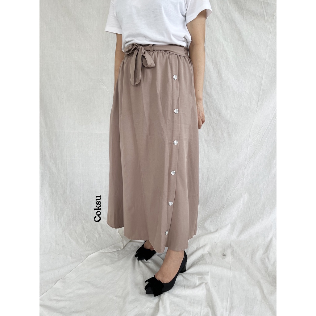 ZOYA SKIRT - ROK KANCING BUTTON SKIRT POLOS BASIC BAHAN SHAKILA PREMIUM