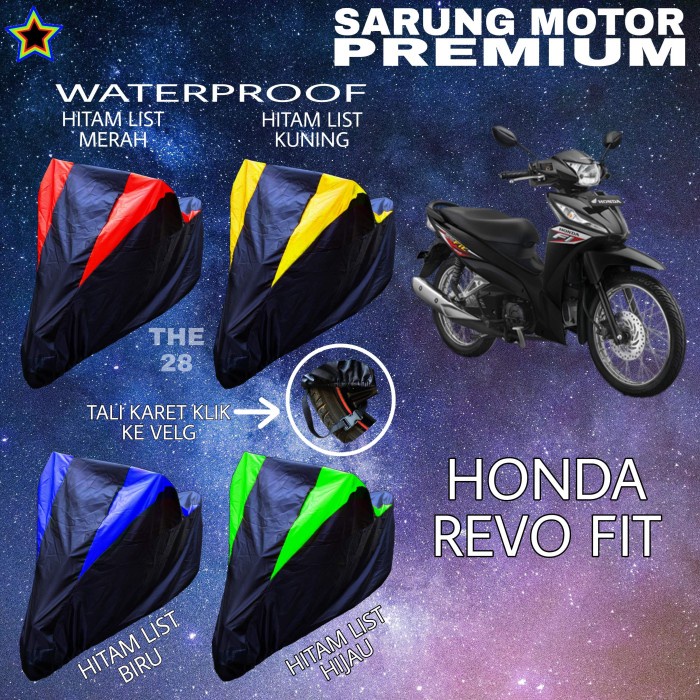 COVER MOTOR HONDA REVO FIT HITAM KOMBINASI MANTEL PREMIUM WATERPROOF