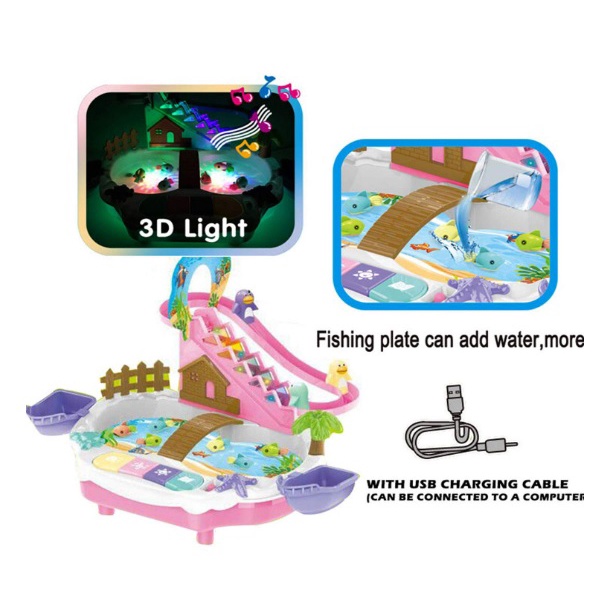 MAinan Anak Happy Fishing 9939 2in1 3D Colorful Light - Mainan Anak Pancing Ikan