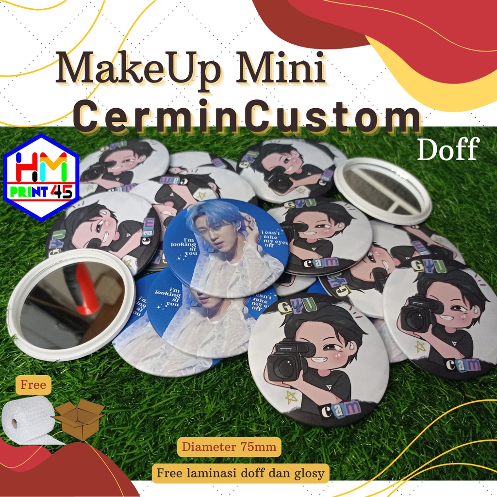 PIN CERMIN KACA MAKE UP 75mm SOUVENIR CUSTOM