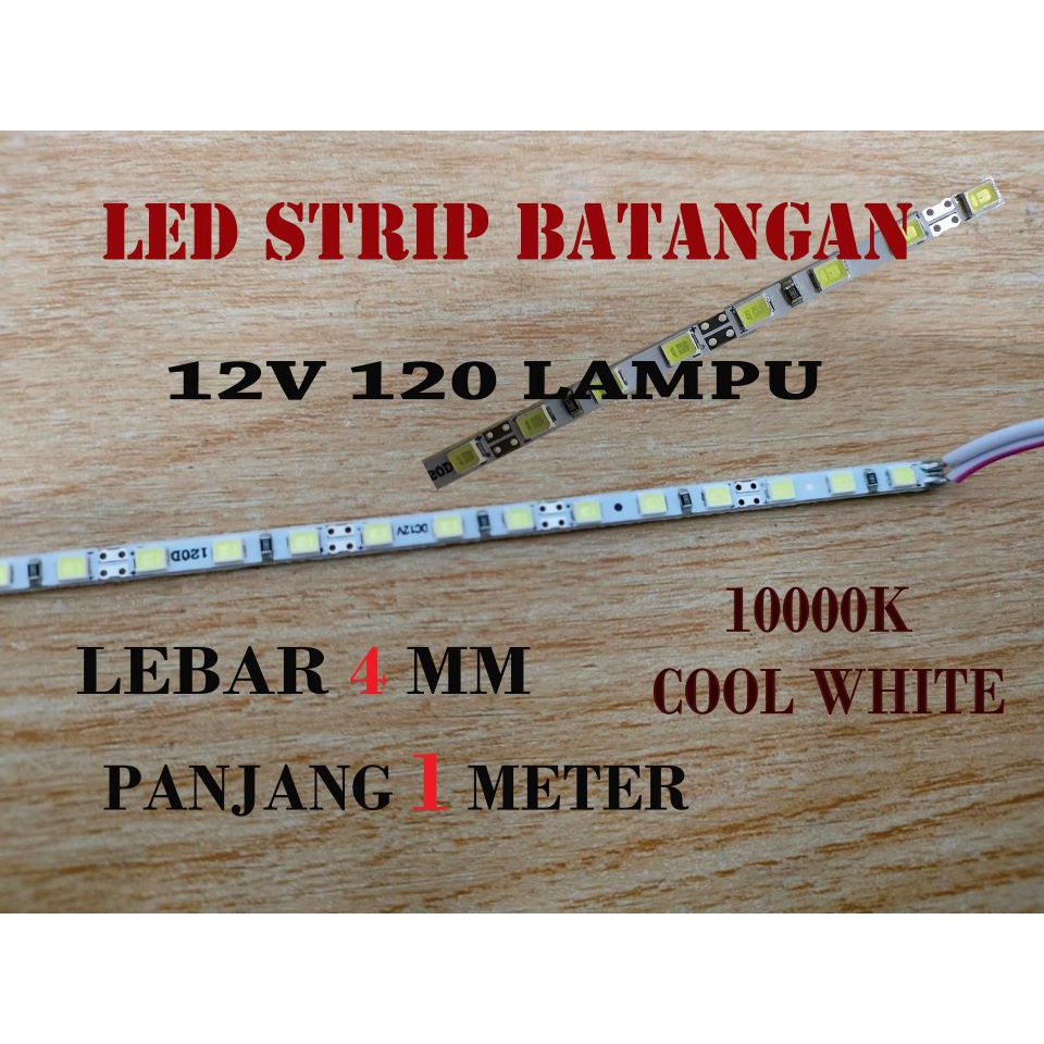 LED Strip Batangan Kaku - Putih Cool White  PANJANG 1METER LEBAR 4MM SUPER TERANG CAHAYA RATA