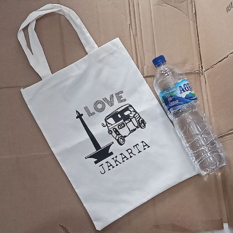 Jual Tas Tenteng Tote Bag Blacu Sablon Jakarta Indonesia Shopee