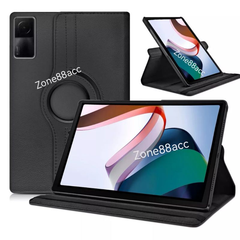 Sarung Rotary Case Xiaomi Redmi pad 10.61 2022 Leather Flip Cover Casing Case Buku Book Folio Flipcover Silicon Silikon Sofcase Pelindung tablet tab stand standing Pelindung Layar tablet tab Tempered glass antigores Screen guard protector bening kaca