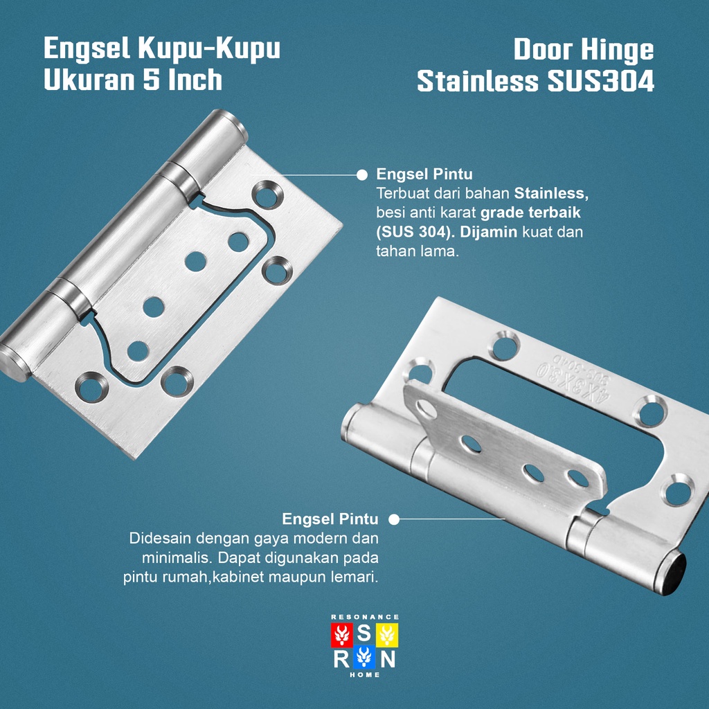 Engsel Pintu Kupu-Kupu 5 Inch Tebal / Engsel Pintu SUS 304 Resonance Home