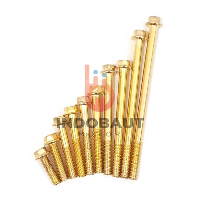 Flange Bolt Baut Blok Mesin 6x60 Kunci 8 Gold