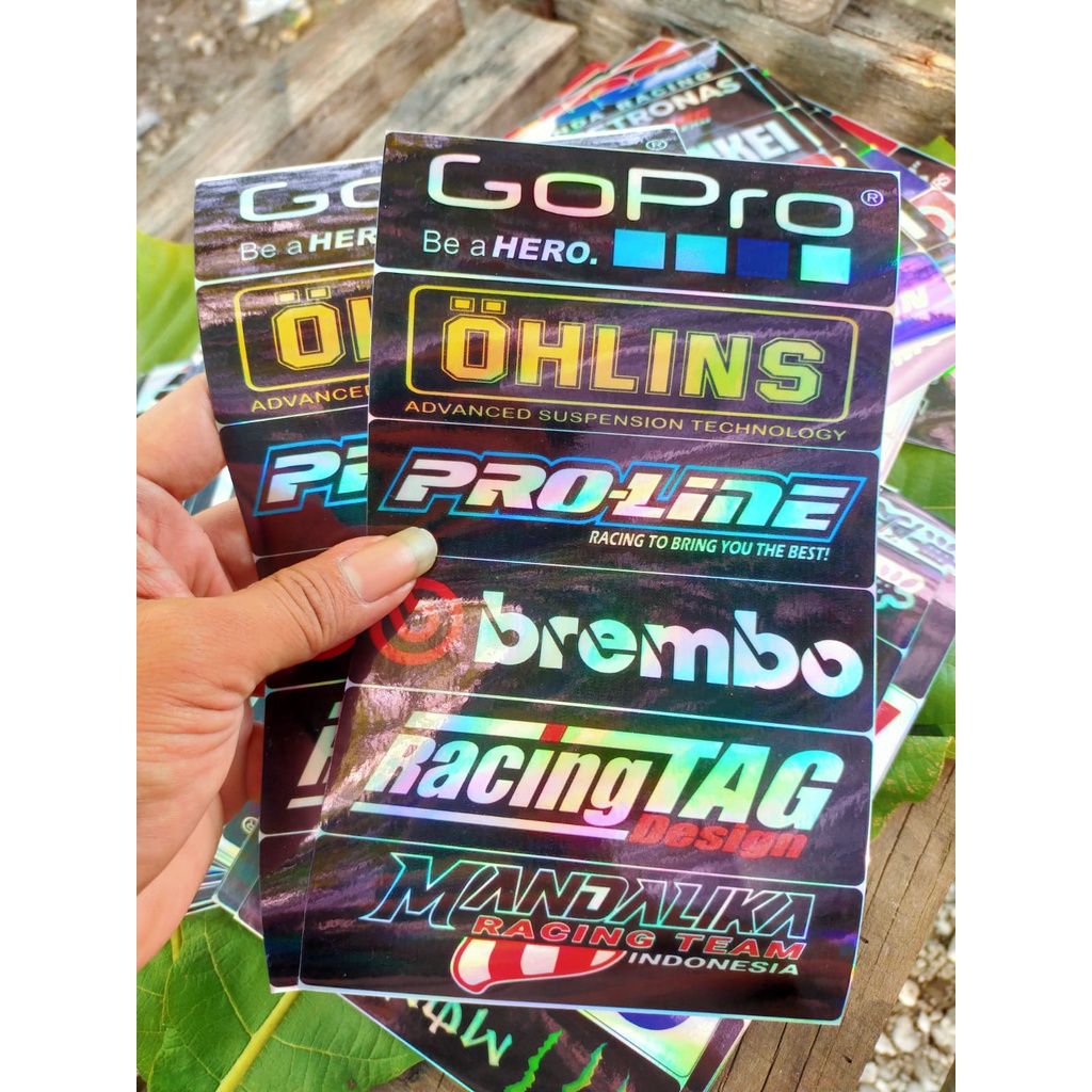 sepaket stiker tulisan racing hologram stiker hits stiker viral