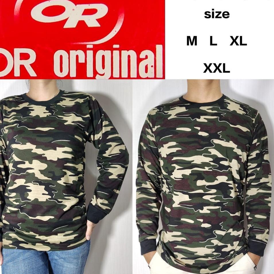 Langsung Order Kaos Full Loreng Pria Wanita Lengan panjang tangan rib size M L XL XXL