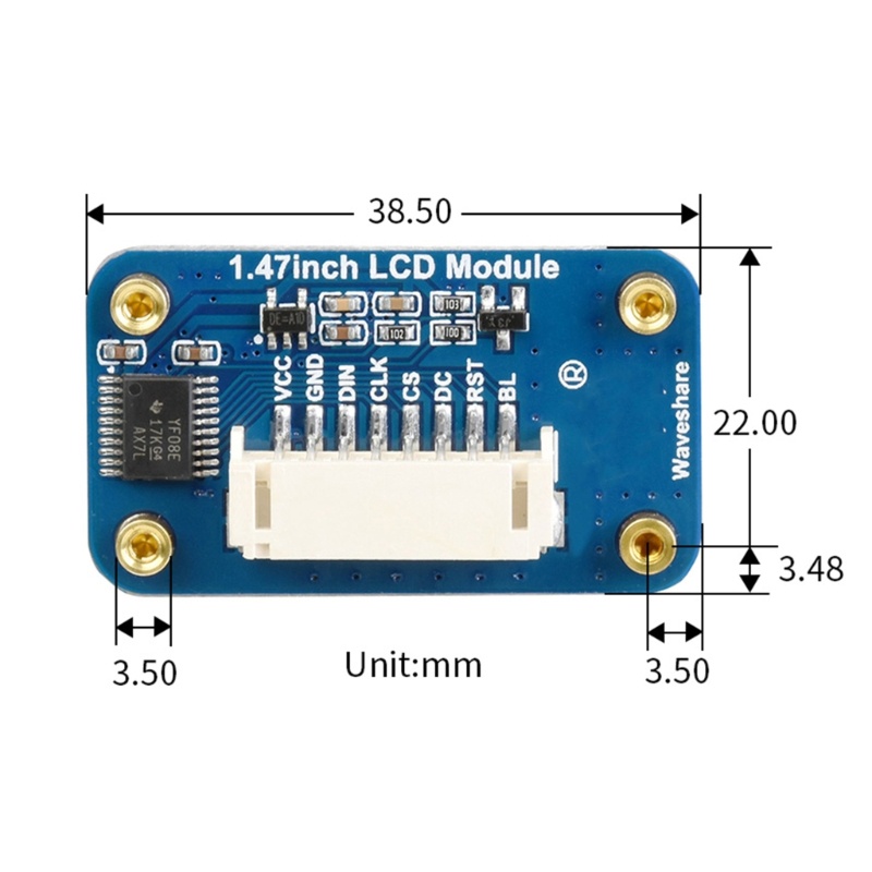 Zzz 1.47 Inches LCD Display 172x320 SPI Screen ST7789V3 Driver SPI Interface Untuk STM32 RaspberryPi 4 3 Modul