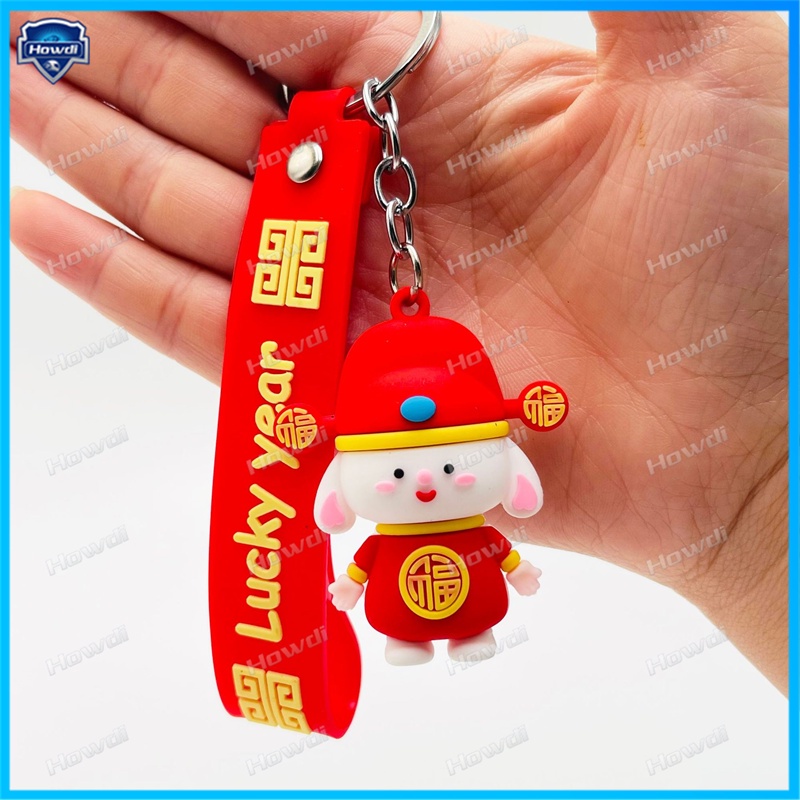 Patung Kelinci Kartun Tahun Kelinci Dewa Kekayaan Kelinci Kartun Tahun Kelinci Key Chain Joyful Key Chain Gantung Gantungan Kunci Mobil