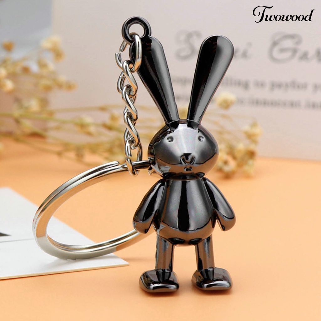 Twowood Kelinci Gantungan Kunci Kartun Serba Guna Tiga Dimensi Realistis Terlihat Electroplating2023Hadiah Tahun Baru DIY 3D Bunny Key Ring Pendant Wanita Pria Perhiasan Untuk Handbag