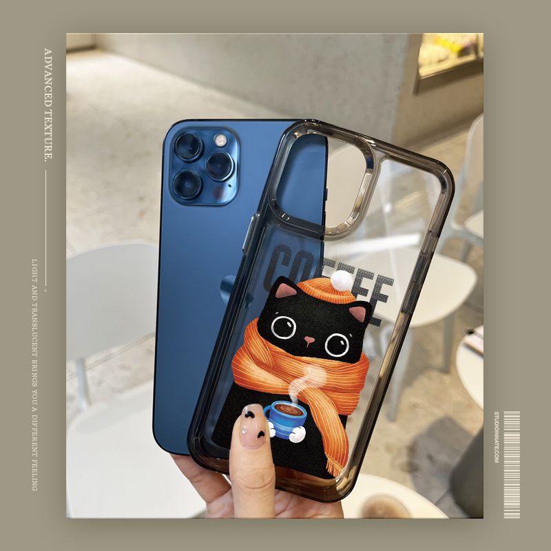 IPHONE Syal Cat Soft Phone Case Kompatibel Untuk Iphone14 13 12 11 Pro XS Max X XR 78 6 6S Plus Casing Transparan Shockproof TPU Cover