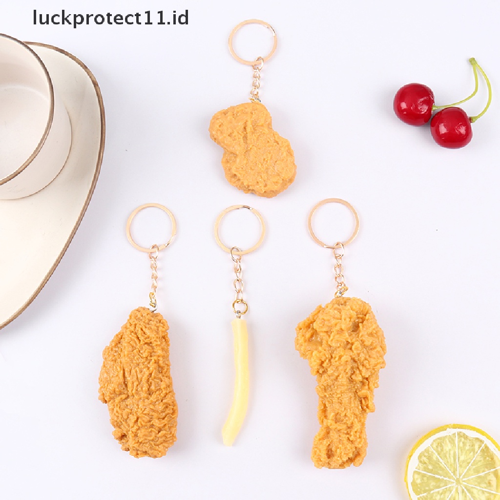 /Fashion Hot//// Gantungan Kunci Makanan Imitasi French Fries Chicken Nuggets Liontin Makanan Ayam Goreng.