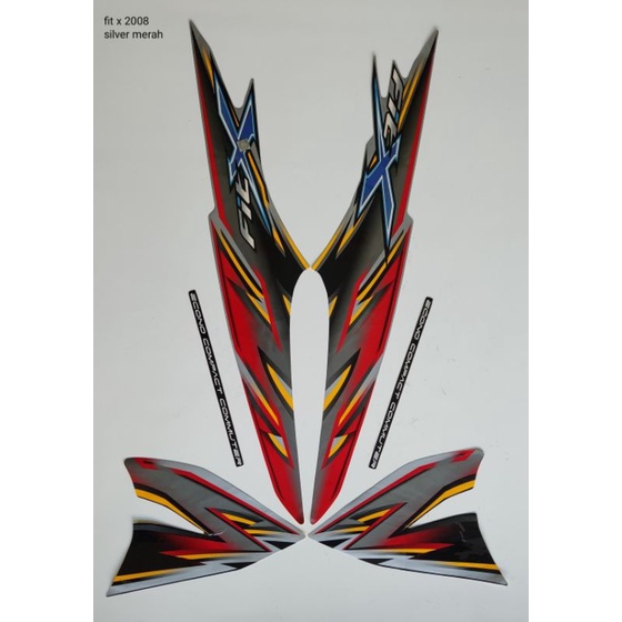 STRIPING ORI HONDA SUPRA FIT X Th 2008) Silver Merah