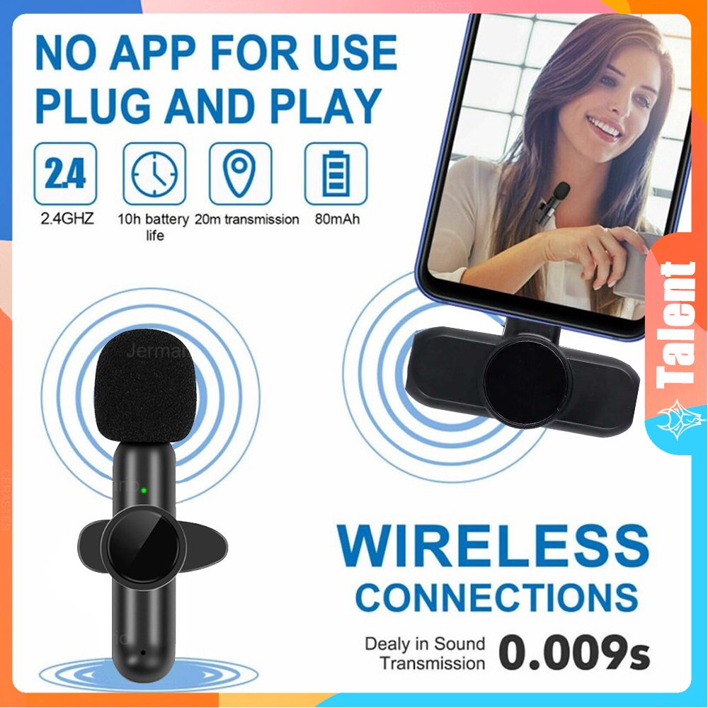 Wireless Mic Lavalier Microphone mic Portable wireless clip on mic karaoke bluetooth mic bluetooth k