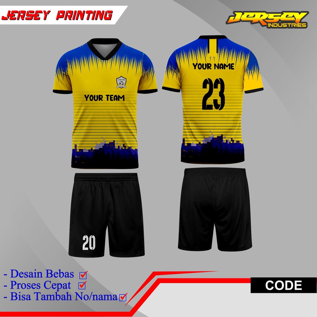 Baju Jersey Team Sepak Bola Desain Custom,Kaos Jersey Team Bola Full Printing - Bisa Ubah Nama Dan N