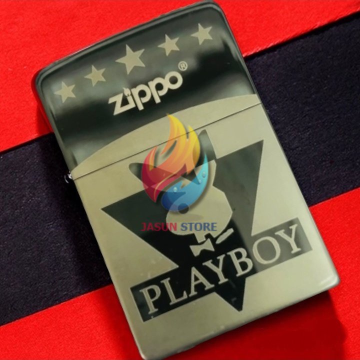 BISA COD! Korek Api Zippo Black Ice Made In Usa Motif Play Boy Original / Mancis Unik / Free Box