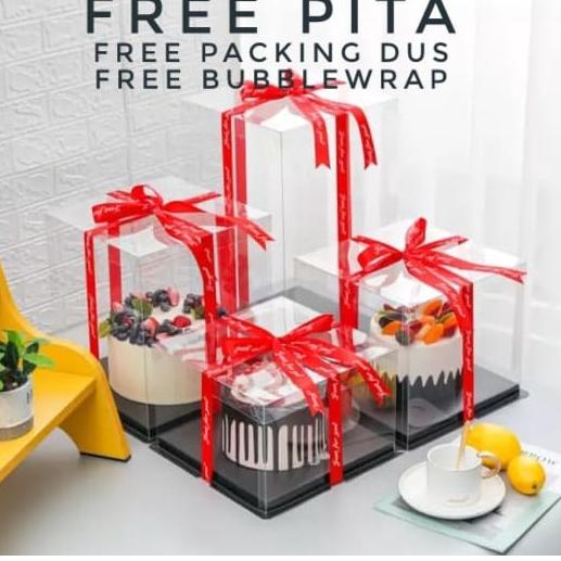

(V-W4W(✓) Cake Box Mika Dus Kue Kotak Kue 22x22 cm Tutup Transparant PET banyak diminati
