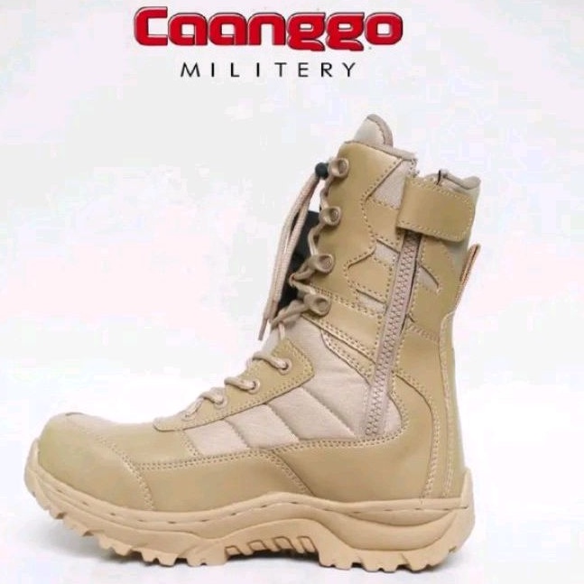 Sepatu pdl tactical boots safety cream mengkilap caanggo