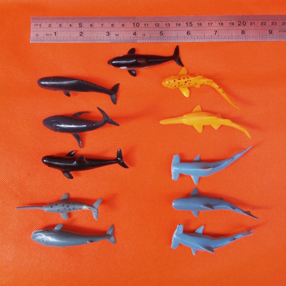 [YE.11De22d] Harga per set Mainan Hewan Karet Ikan Paus dan Hiu / Dinosaurus / Lumba-lumba MINI