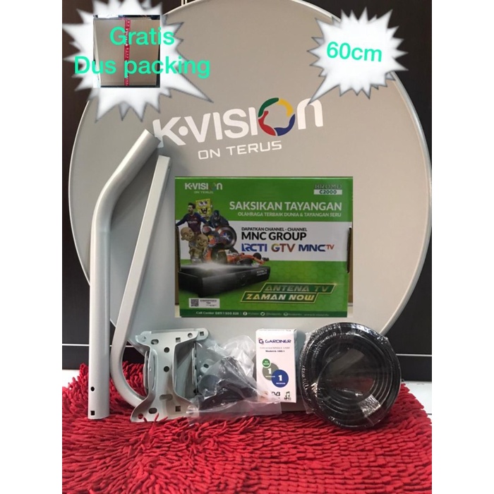 PAKET PARABOLA KVISION 60CM PLUS RECEIVER KVISION BROMO C2000 CBAND