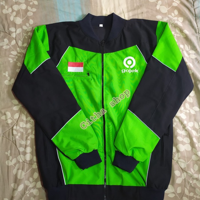 ⭐BISA COD⭐ Jaket gojek model bomber jaket ojek online waterprof hijau muda - Hijau, XL