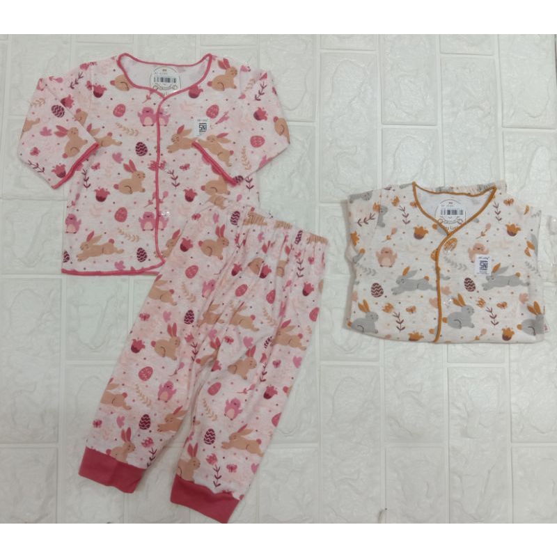 Baby Lucky Setelan Anak Bayi Newborn Kancing Motif/Setelan Panjang Panjang/Pendek pendek