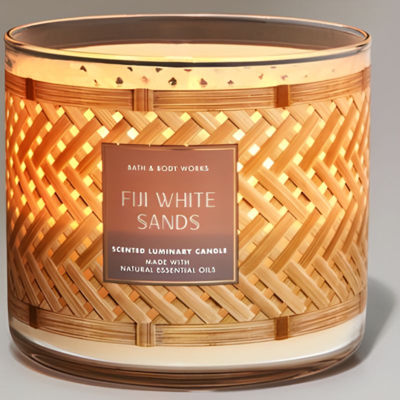 BATH &amp; BODY WORKS BBW BEACHY KEEN FIJI WHITE SANDS 3-WICK SCENTED CANDLE 411 G LILIN WANGI 3 SUMBU UKURAN BESAR PENGHARUM RUANGAN