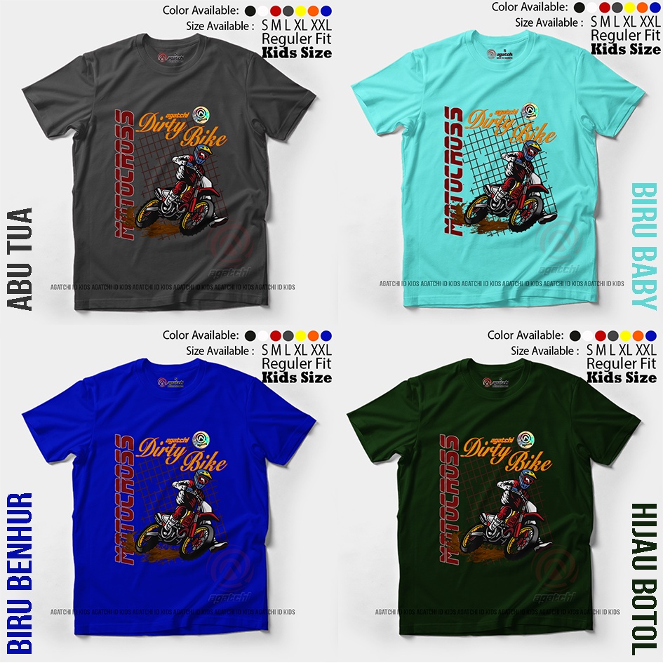 Baju Kaos Atasan Anak Laki - Laki Agatchi Motif Motorcross V2