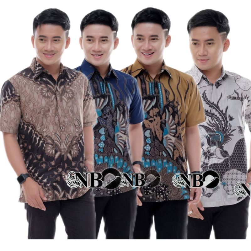 Kemeja Batik Pria Lengan Pendek Katun Primis Premium M L XL XXL  Batik HRB026 Seragam Kerja