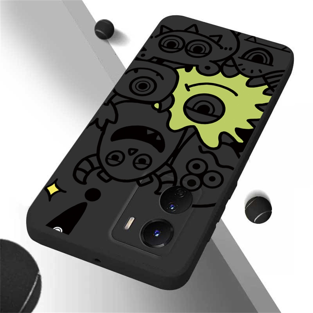 Case Monster Kartun OPPO A17 A57 2022 A15 A16 A16K A54 A53 A12 A5S A7 A3S A11k A31 A52 A92 A94 A93 A37 F9 A1K Reno 7 6 5F 4F Dengan Mata Besar Sarung Case Silikon Lembut