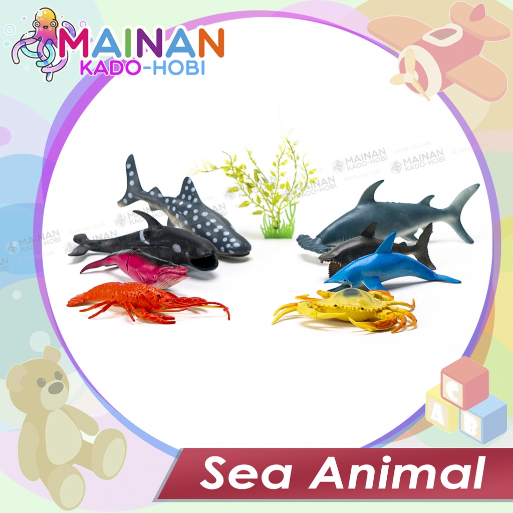 MAINAN ANAK MINIATUR SET BONEKA HEWAN LAUT SEA ANIMAL WORLD